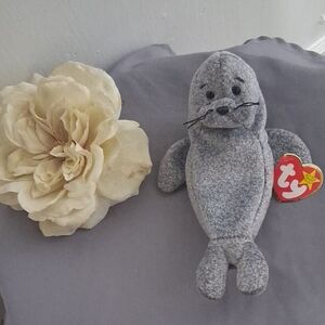 Ty Gray Seal Plush with Heart Tag